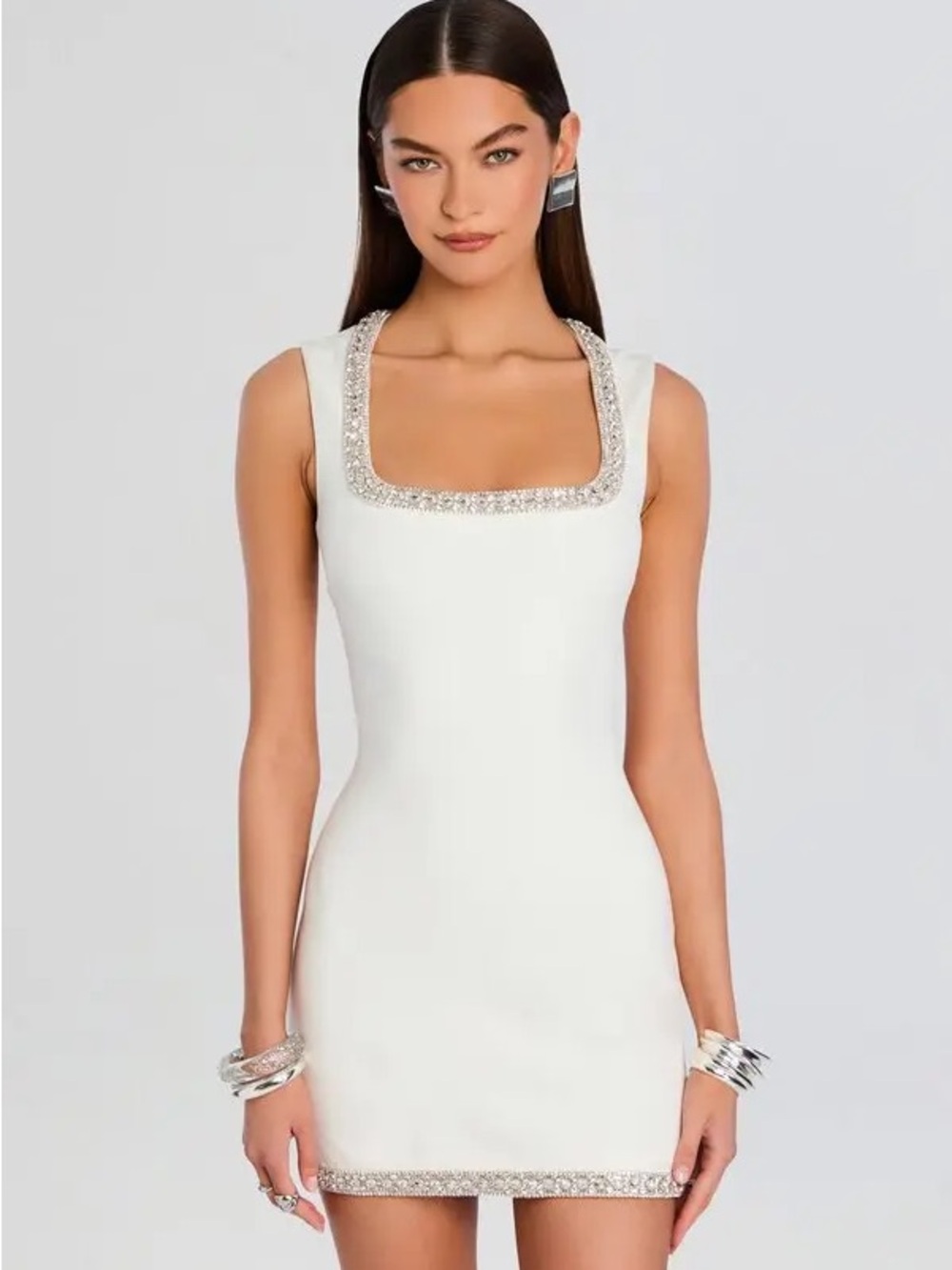 Retrofete Bexley white diamond trim mini dress FIRM PRICE